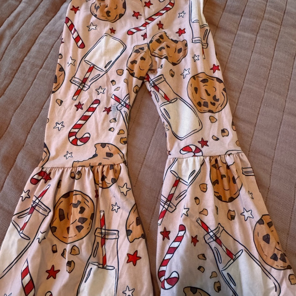Cookie and Milk Print Bell Bottom Pants